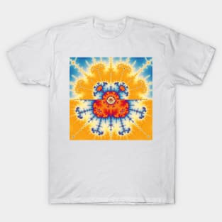 Yellow and Blue Mandelbrot Fractal T-Shirt